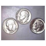 1961-D Roosevelt Dimes (3)