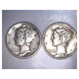 1944 Silver Mercury Dimes (2)