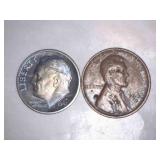 1944-S Lincoln Penny, 1981-S  Roosevelt Dime