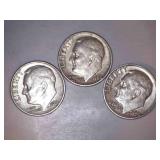 Silver Roosevelt Dimes (3)