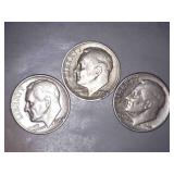 Silver Roosevelt Dimes (3)