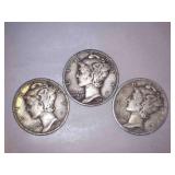 1942-S Silver Mercury Dimes (2/3)
