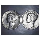 1937-D Mercury Dimes (2)