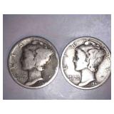 2 Silver Mercury Dimes