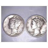 1944 Silver Mercury Dimes (2)