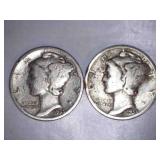 1935 Silver Mercury Dimes (2)