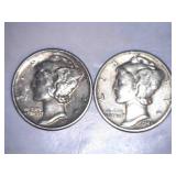1944 Silver Mercury Dimes (2)
