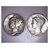 1941 Silver Mercury Dimes (2)