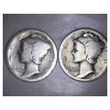 1917-D Mercury Dimes (2)