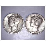 1940-S Silver Mercury Dimes (2)