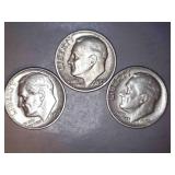1952 Silver Roosevelt Dimes (3)