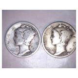 1934 Silver Mercury Dimes (2)