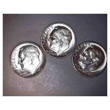 1959 Silver Roosevelt Dimes (3)