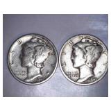 1941 Silver Mercury Dimes (2)