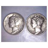 1940 Silver Mercury Dimes (2)
