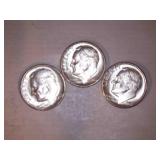 1962-D Silver Roosevelt Dimes (3)