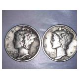 1942 Silver Mercury Dimes (2)