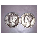 1929 Silver Mercury Dimes (2)