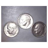 1962-D Roosevelt Dimes (3)