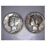 1944 Silver Mercury Dimes (2)