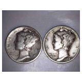1940 Silver Mercury Dimes (2)