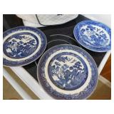 Blue & White Plates-2 marked Willow,1 marked