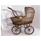 Wicker and Wood Doll Buggy