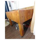 Wood Butcher Block Table on casters