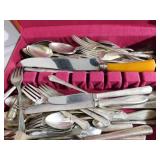 Flatware in Flatware Box, mostly silverplate