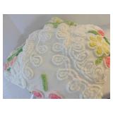 White Chenille Bedspread w/ colored pattern