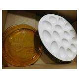 Egg Plates (2), Amber Glass Plates (2)