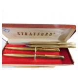Cross Pen & Pencil (2), Stratford Pens in box (2)
