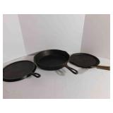 Cast Iron Wagner Skillet, 12', 2 other pieces