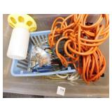 Extension Cords, Various Tools, Misc (1 Tub)