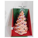 Pink Lighted Ceramic Christmas Tree, in box