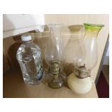 Oil Lamps (2), bottle of oil