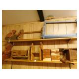 Wood Pieces, various - shelves, boxes, toys, etc.