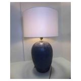 Grey/Blue Lamp w/White Lamp Shade Powers ON
