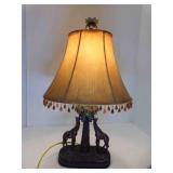 21" Tall Table Lamp 2 Giraffes & Palm Tree Beaded