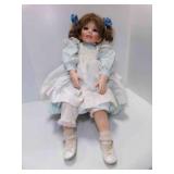 29" Tall Porcelain Doll Legs Bent Sitting Position