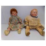 2 OLD Composition Baby Dolls, LOVEYS on Back