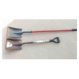 2 Square Point Shovels Fiberglass & Wood Handles