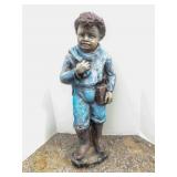 Traditional Cement Garden Statue Faded Blue Paint