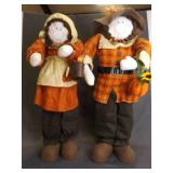 Set of Vintage Fabric Thanksgiving Pilgrim Dolls