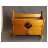 16" x 7" Vintage Wood Heart Magazine Rack