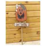 36" Handcrafted Pumpkin w/Ghost Garden Sign