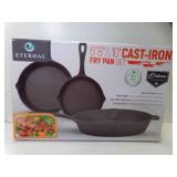 NEW Eternal Cast Iron Fry Pan Set 6", 8", 10"