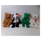 4 Beanie Babies, Erin, Fortune, Curly,