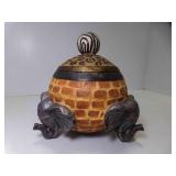Resin Lidded Candy Dish w/3-D Elephant Design