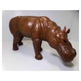 Leather Wrapped w/Leather Ears Rhinoceros Figurine